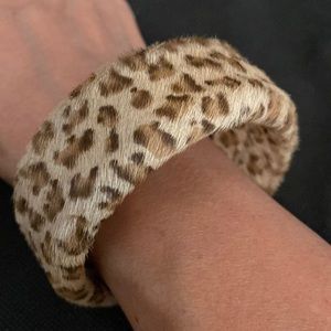 Vintage Faux leopard pattern Wide Bangle Bracelet